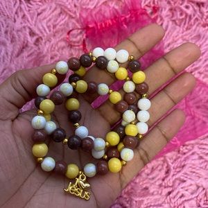 Yellow and Brown Handmade Beaded Bracelets
